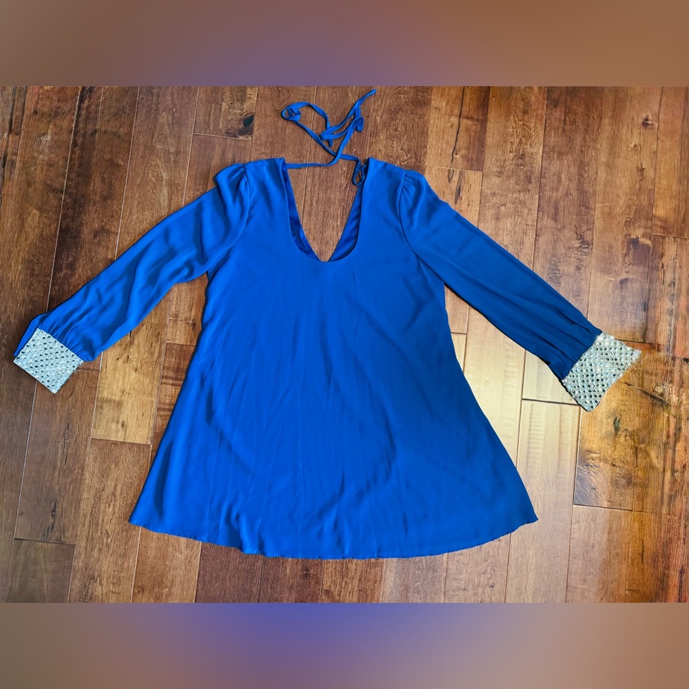 Windsor Royal Blue Dress with Studded Cuffs